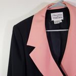 Vintage RICKIE FREEMAN FOR TERI JON Size 12 Black, Pink Blazer Jacket Black Photo 4