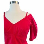 Derek Lam  10 CROSBY Cotton Poplin Red Dress Off Shoulder Mini Puff Sleeves 4 EUC Photo 4