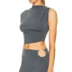 Jade Cropper Asymmetric Crop Top in Dye Grey XSmall New Womens Sleeveless Tank Gray Size XS Photo 3
