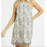 Altar'd State Mila Dress Women Medium Ice Blue Taupe Lace Photo 1
