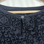 Talbots Damask Flocked Velvet Top Black Sz MP Keyhole Button Whimisgoth Elegant Photo 3