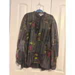EzHippie Patchwork Elephant Print Tunic Shirt Long Sleeve Button Up XXL Nepal Black Photo 1