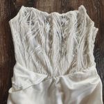 Retrofête Retrofete White Beaded Corset Maxi Dress Strapless Satin Size XS? Train Photo 1