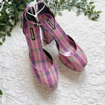 Larroude Ari Pumps in Pink Tartan Patent Leather Sz 8 Photo 6
