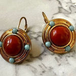 Orange and blue circle earrings Photo 0