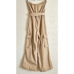 Halston Heritage HALSTON Bari Jumpsuit Tan Cargo Pockets Size 8‎ Photo 12