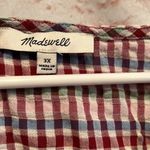Madewell tie front top rainbow gingham check 3X v-neck short sleeve pullover Photo 4