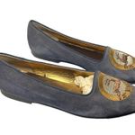 Wathne Vintage Blue Suede Embroidered Deer flats size 6 m Photo 1