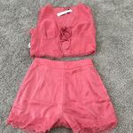 PaperMoon  Pink Crop Top and shorts Lace-Up Detail set Photo 0