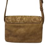 Tan Brown Embossed Studded Faux Leather Suede Crossbody Purse 10 x 7.5 inches Photo 3