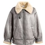 BDG NWOT  Stevie Women's Gray Faux Leather Longline Aviator Jacket Photo 9