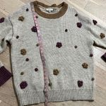 AndTheWhy Pom Pom Knit Sweater M/L Wool Blend Boho Cottagecore Neutral Tan Size L Photo 5