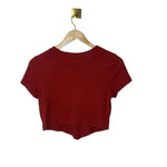 PacSun Women’s Ribbed Fitted Cropped Tee in Red Size S Photo 3