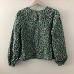 Farm Rio Anthropologie x  Hanya Puff Sleeve Blouse Turquoise Colorful Leopard NEW Photo 4