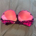 PINK - Victoria's Secret  Strapless Bra Hot Pink Black Tie Dye 34D‎ Photo 5