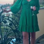 Annabree’s Long Sleeve Tie Front Sweetheart Mini Dress Green Size M Photo 0