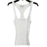 Bebe Y2K Tank Top M Light Gray Shimmer Ribbed Knit Stretch Scoop Racerback Glam Photo 8
