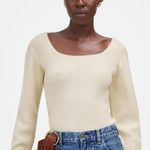 Madewell NEW  SoftWool Square-Neck Pullover Sweater Medium Cashmere Blend Cream Photo 0