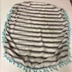 Sheer beach cover up with black stripes and teal tassels White Size undefined Photo 0