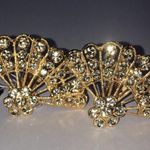 Angel Brand Vintage Signed Huge Bling Gold Fan Clip On Earrings Photo 0