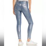 frame denim FRAME Le Skinny De Jeanne Metallic Jeans Canon Foil Blue Metallic Size 27 NEW Photo 5
