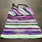 Nike Women’s 12 Purple Striped Halter Swim Top Photo 0