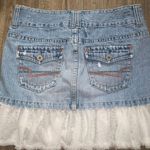 American Eagle Lace Trim Denim Mini Skirt 6 Photo 4