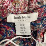 Haute Hippie NWT  Tiered Maxi Dress Red Blue Floral Size 8 Prairie Boho Cowgirl Photo 8