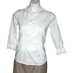 IZOD Cotton Popover Pullover Top White Half Buttoned Boho Size XS Photo 0