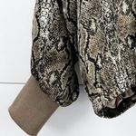 ACOA Womens Jacket Small Snakeskin Print Bomber Street Trendy Statement Urban Brown Photo 3