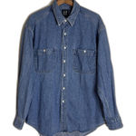 Gap  Denim Shirt L ladies Blue Long Sleeve Button Front Western Pockets y2k 90s Photo 0