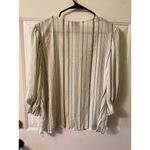 Worthington Womens 3/4 Sleeve Textured striped Pleat VNeck Top PL Photo 2