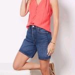 Evereve Women's medium  Mae Satin Gathered Tank Coral New with Tags Photo 2