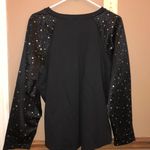 Umgee USA Star Glitter Raglan Sleeve Sweatshirt Gold Black Small Photo 1