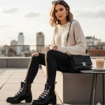 Sugar Womens Obvi Faux Leather Chain Combat & Lace Photo 0