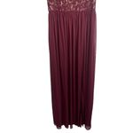 David's Bridal Illusion V-Neck Lace Mesh Bridesmaid Maxi Dress Wine Red Womens 6 Photo 2
