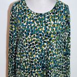 Teal Blue Print Long Sleeve Tee NWT Size XL Chico's Colorful T-Shirt Photo 2