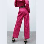 ZARA Fuchsia Pink Barbie High Waist Ankle Cropped Straight Leg Lace Pants S NEW Photo 8