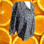 CJ Banks Embroidered Floral Button Down Shirt Jacket Long Sleeve 2X Black Size XXL Photo 7
