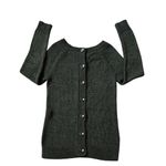 Market & Spruce  Women’s GreenButton Back Sweater with Black Elbow Patches Size M Photo 2