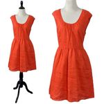 J.Crew  Regal Red Orange 100% Linen Dress Size 8 Organza Lining Photo 1