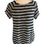 Lou & grey | Black & Grey Knit Short Sleeve Draw String Waist Top Size Small Photo 1