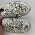Stuart Weitzman White Leather Decor Embellished Pearl Platform Sneakers Photo 5