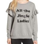 South Parade All The Jingle Ladies Ruffle Sweatshirt Women's Medium Gray Sequins Black Photo 0