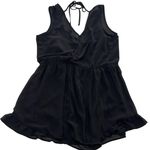 ASTR  Romper Womens Medium Black V Neck Ruffle Hem‎ Sleeveless Lined Dressy Photo 2