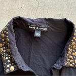Cable & Gauge  /  Womens Button Down Shirt Studded Collar 3/4 sleeve / black Photo 7