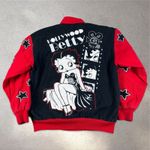 Vintage Betty Boop Racing Jacket Adult Large Hollywood Betty Embroidered Red Photo 1