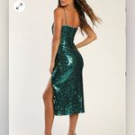 Lulus ‎ Striking Sweetheart Emerald Green Sequin Slit Sleeveless Midi Dress LARGE Photo 3
