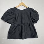 Crosby by Mollie Burch Remi Top Shirt Womens XS Black Puff Sleeve Tie Back Photo 1