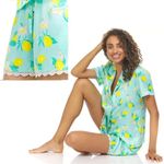 Flora Nikrooz Flora by  Womens Citrus Satin Notch Collar PJ Set size Large 12/14 Photo 1